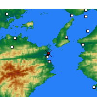 Nearby Forecast Locations - Tokušima Letiště - Mapa