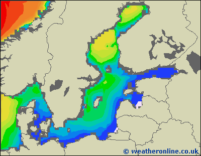 Baltic Sea SE - Výška vln - Pá, 27 02, 13:00 SEČ