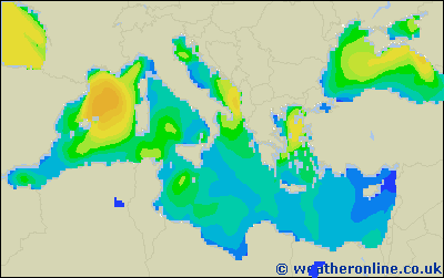Balearic Islands - Výška vln - So, 25 02, 01:00 SEČ