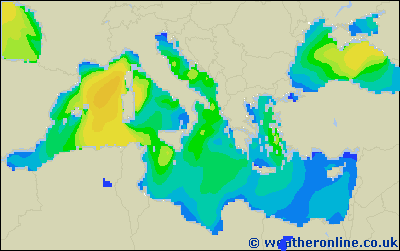 Balearic Islands - Výška vln - So, 25 02, 19:00 SEČ