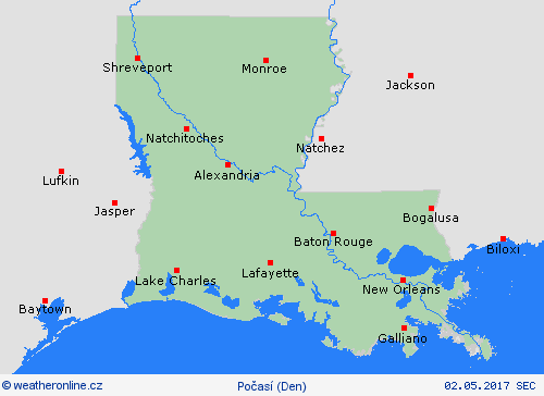 přehled Louisiana Severní Amerika Předpovědní mapy