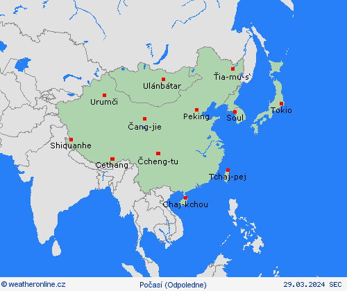 přehled  Asie Předpovědní mapy