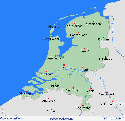 přehled Nizozemsko Evropa Předpovědní mapy