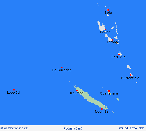 přehled Nová Kaledonie Oceánie Předpovědní mapy