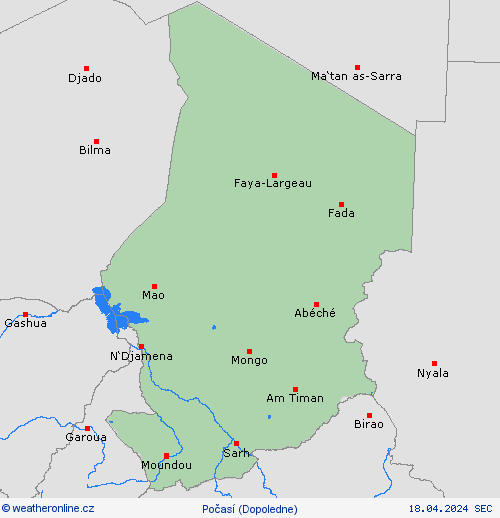 přehled Čad Afrika Předpovědní mapy