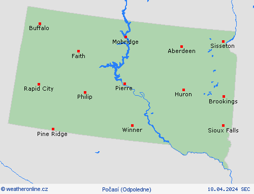přehled Jižní Dakota Severní Amerika Předpovědní mapy