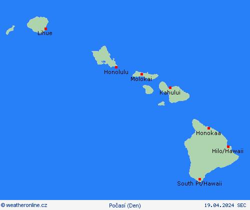 přehled Havaj Oceánie Předpovědní mapy