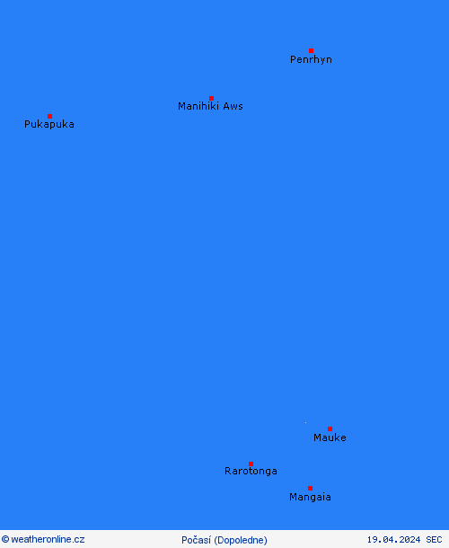 přehled Cookovy ostrovy Oceánie Předpovědní mapy