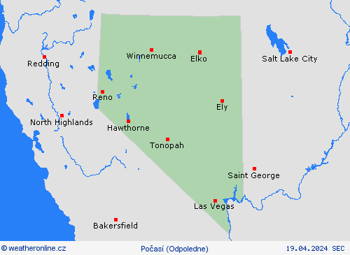 přehled Nevada Severní Amerika Předpovědní mapy