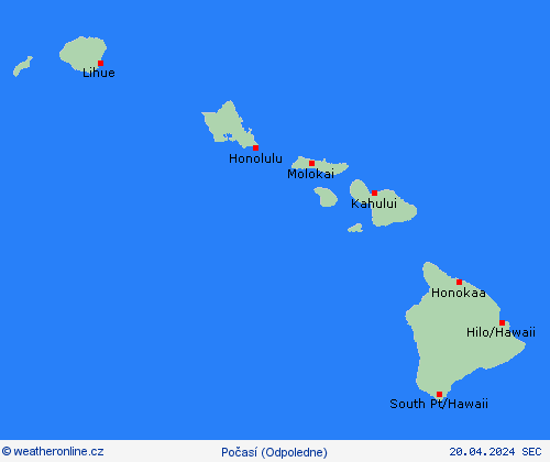 přehled Havaj Severní Amerika Předpovědní mapy