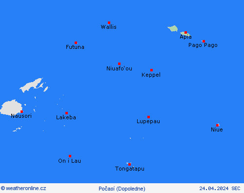 přehled Samoa Oceánie Předpovědní mapy