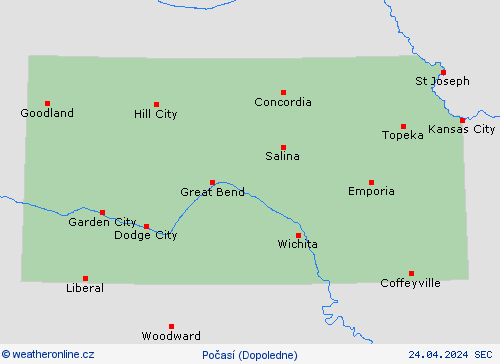 přehled Kansas Severní Amerika Předpovědní mapy