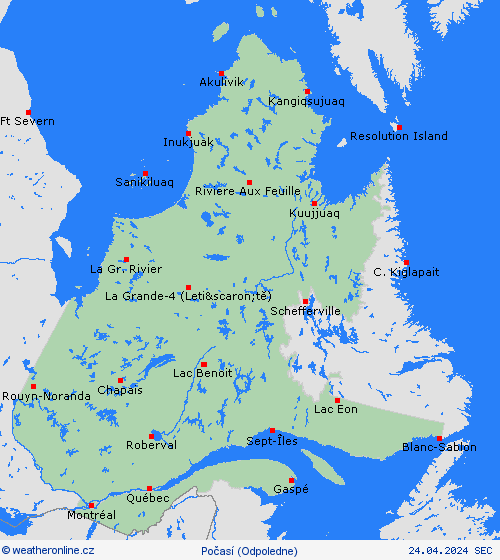 přehled Québec Severní Amerika Předpovědní mapy