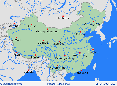 přehled Čínská lidová republika Asie Předpovědní mapy