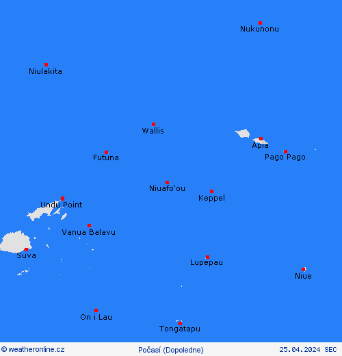 přehled Wallis a Futuna Oceánie Předpovědní mapy