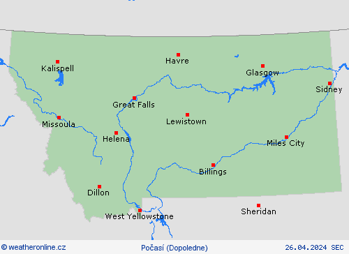 přehled Montana Severní Amerika Předpovědní mapy
