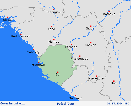 přehled Sierra Leone Afrika Předpovědní mapy