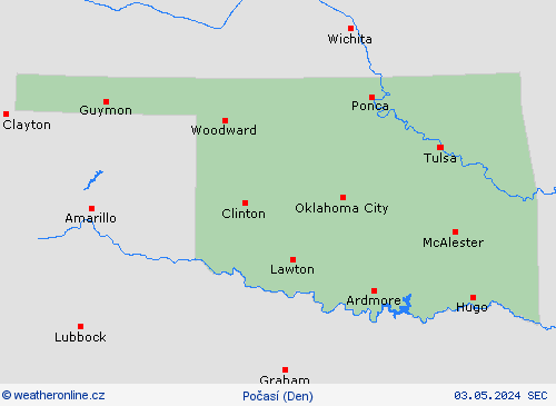 přehled Oklahoma Severní Amerika Předpovědní mapy