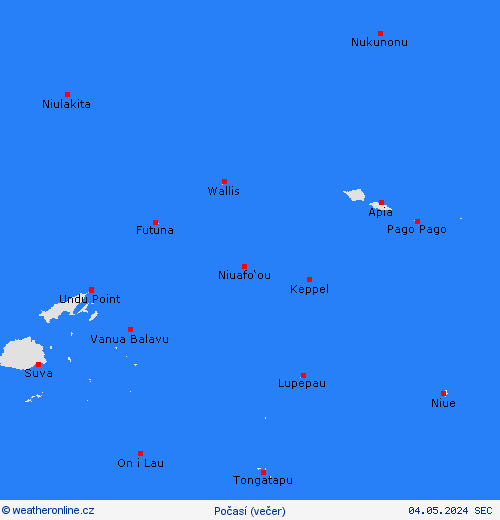 přehled Wallis a Futuna Oceánie Předpovědní mapy