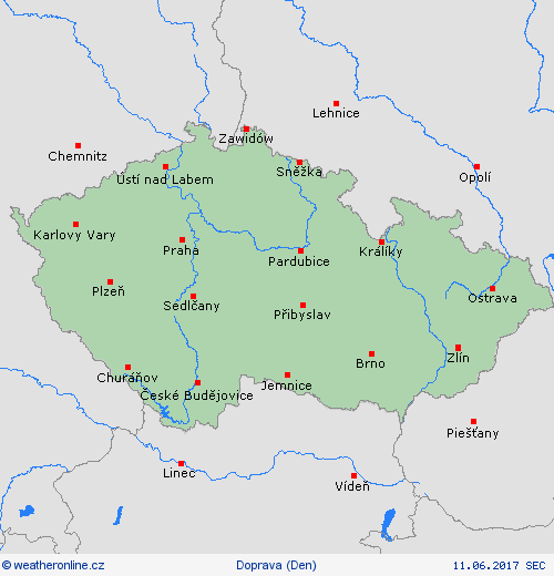 počasí a doprava Česko Evropa Předpovědní mapy