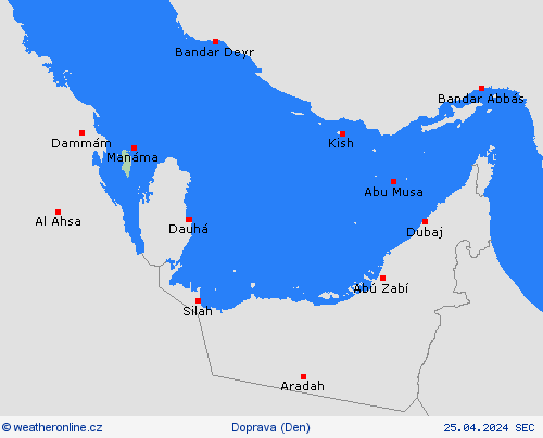 počasí a doprava Bahrajn Asie Předpovědní mapy
