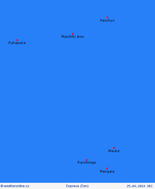 počasí a doprava Cookovy ostrovy Oceánie Předpovědní mapy
