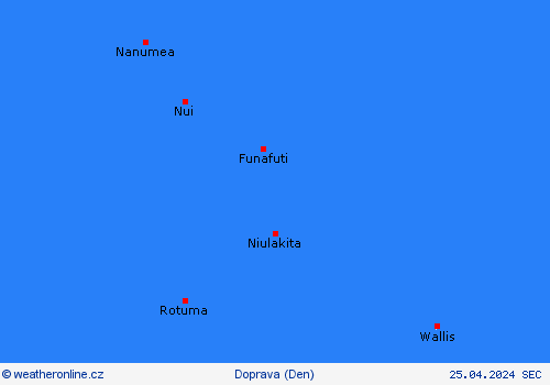 počasí a doprava Tuvalu Oceánie Předpovědní mapy