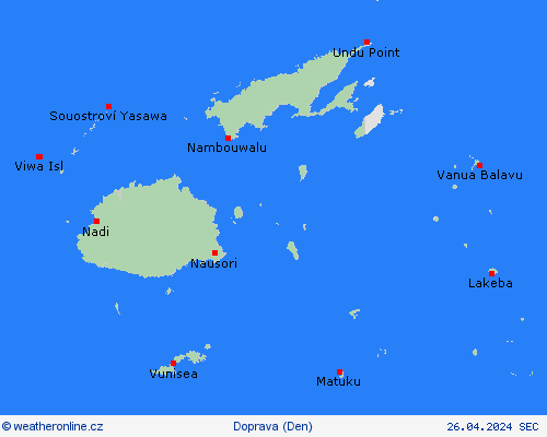 počasí a doprava Fidži Oceánie Předpovědní mapy