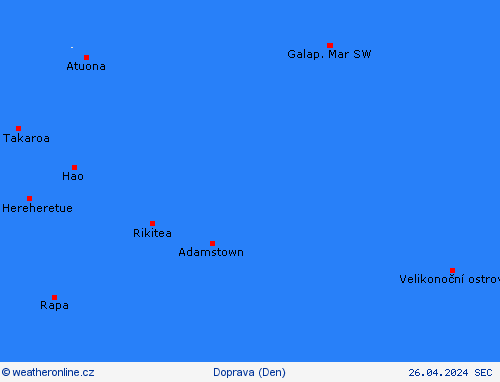 počasí a doprava Pitcairnovy ostrovy Oceánie Předpovědní mapy