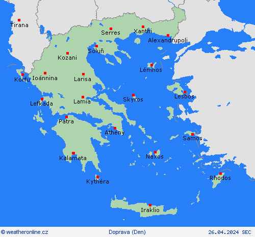 počasí a doprava Řecko Evropa Předpovědní mapy
