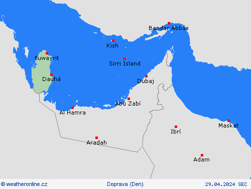 počasí a doprava Katar Asie Předpovědní mapy