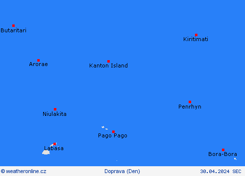 počasí a doprava Kiribati Oceánie Předpovědní mapy