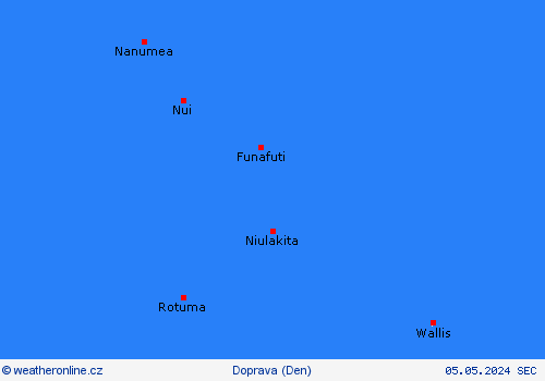 počasí a doprava Tuvalu Oceánie Předpovědní mapy