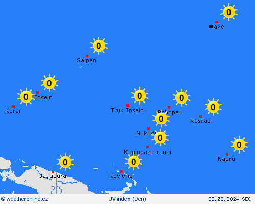 uv index Wake Oceánie Předpovědní mapy