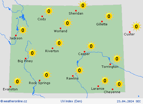 uv index Wyoming Severní Amerika Předpovědní mapy