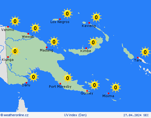 uv index Papua-Nová Guinea Oceánie Předpovědní mapy