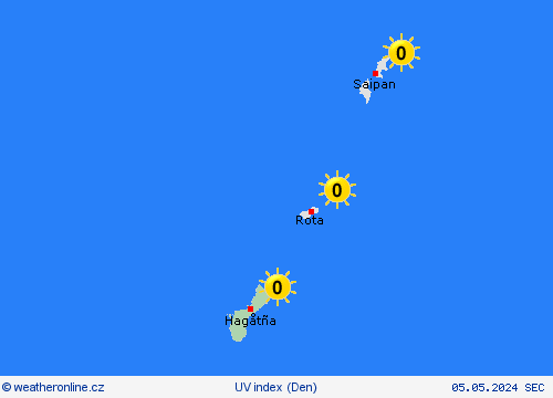 uv index Guam Oceánie Předpovědní mapy
