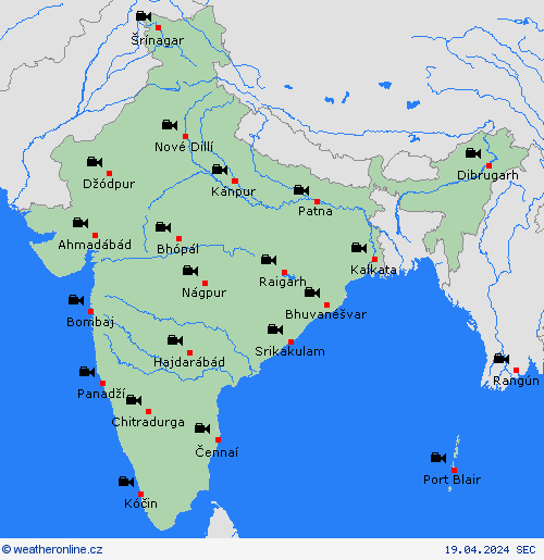 webová kamera Indie Asie Předpovědní mapy