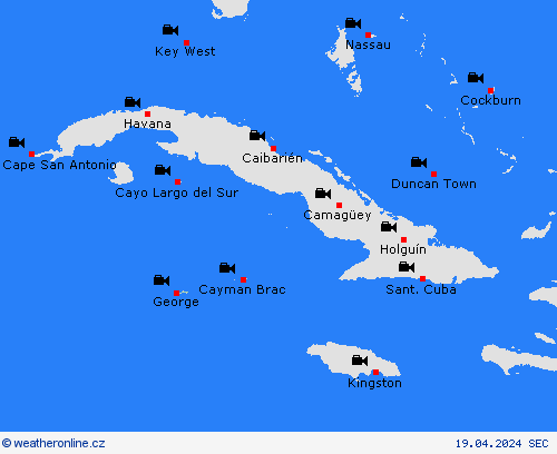 webová kamera Kajmanské ostrovy Střední Amerika Předpovědní mapy