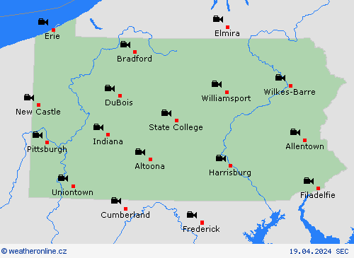 webová kamera Pensylvánie Severní Amerika Předpovědní mapy