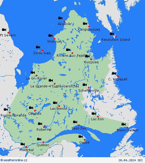 webová kamera Québec Severní Amerika Předpovědní mapy