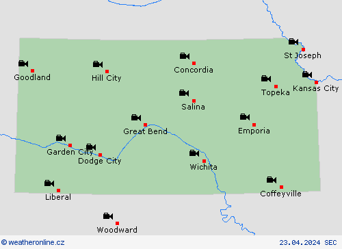 webová kamera Kansas Severní Amerika Předpovědní mapy