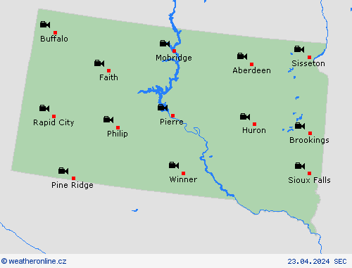 webová kamera Jižní Dakota Severní Amerika Předpovědní mapy