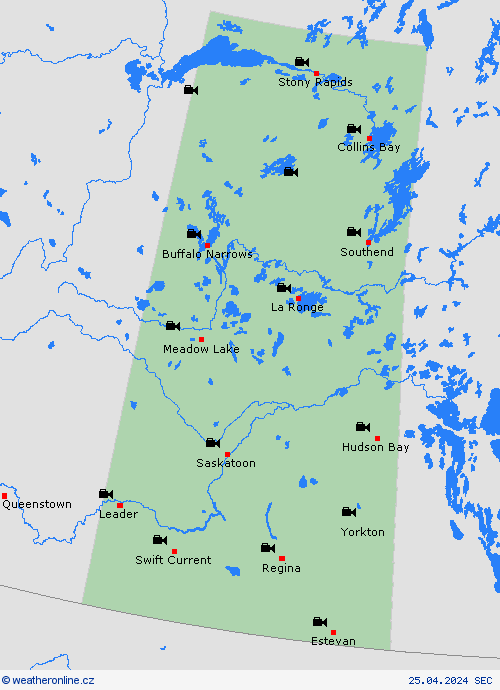 webová kamera Saskatchewan Severní Amerika Předpovědní mapy