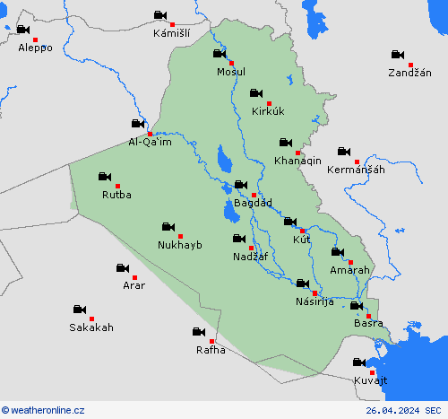 webová kamera Irák Asie Předpovědní mapy