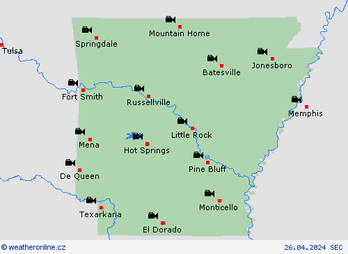 webová kamera Arkansas Severní Amerika Předpovědní mapy