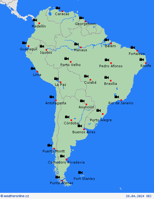 webová kamera  Jižní Amerika Předpovědní mapy