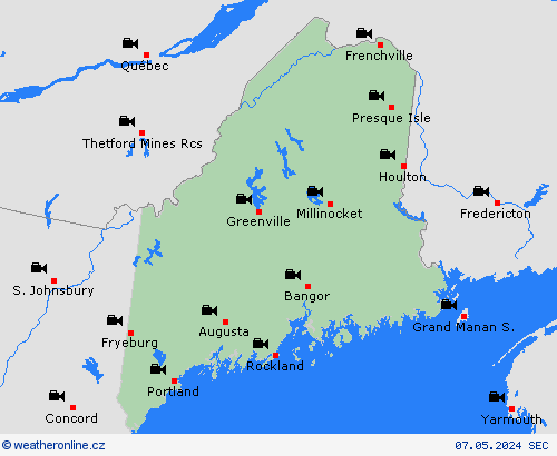 webová kamera Maine Severní Amerika Předpovědní mapy