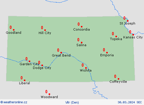 vítr Kansas Severní Amerika Předpovědní mapy