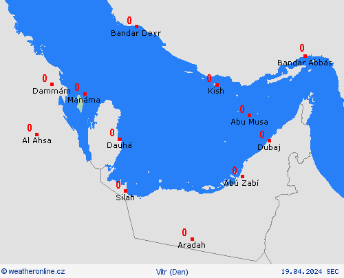 vítr Bahrajn Asie Předpovědní mapy